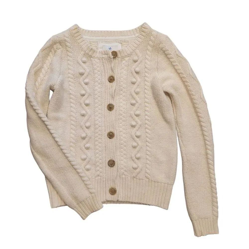 Vintage Y2K Aerie Sweater Women's Medium Ivory Cable Cardigan Wool Blend